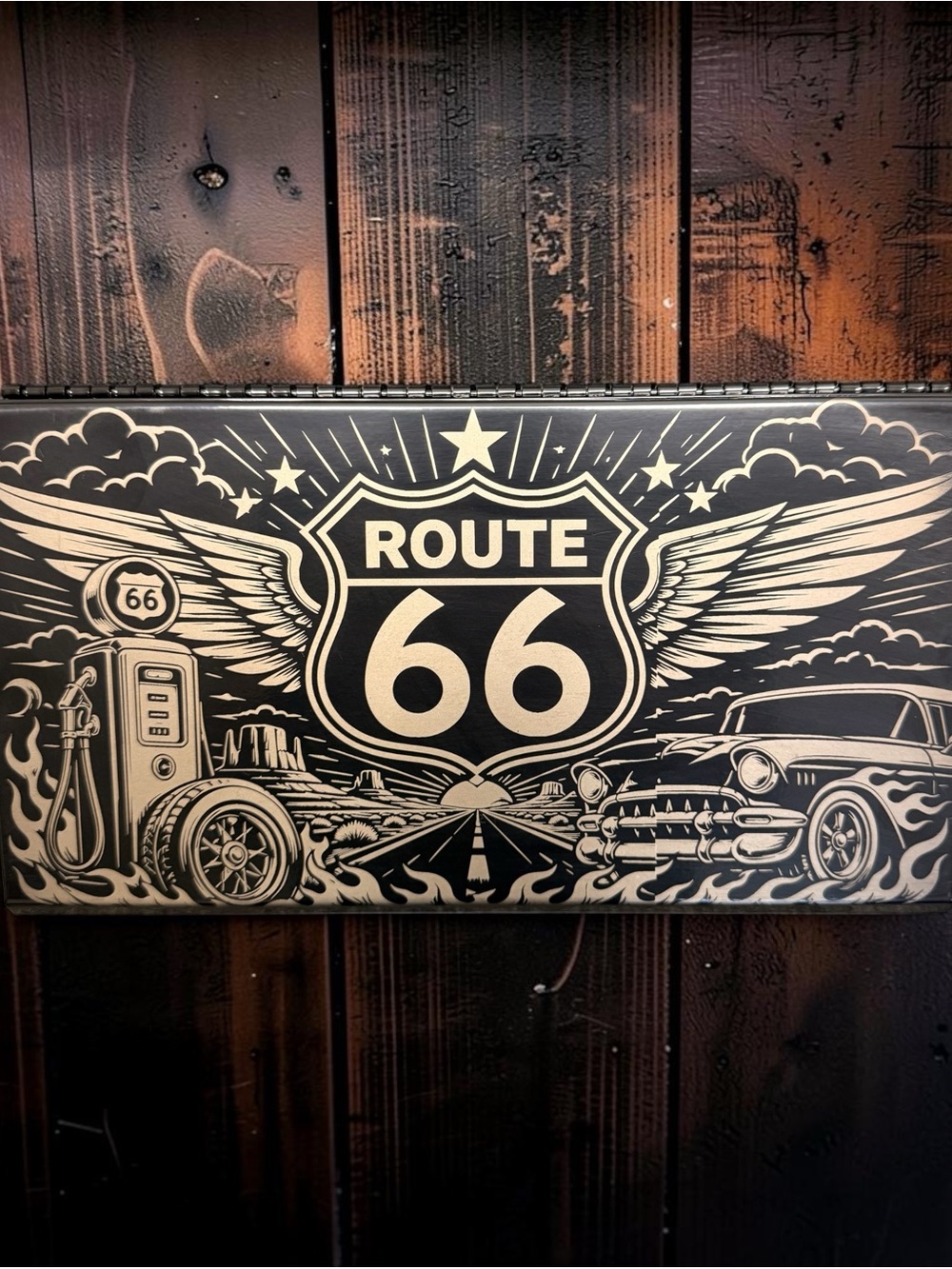 Route 66 Retro Mini Toolbox- Black & Cream